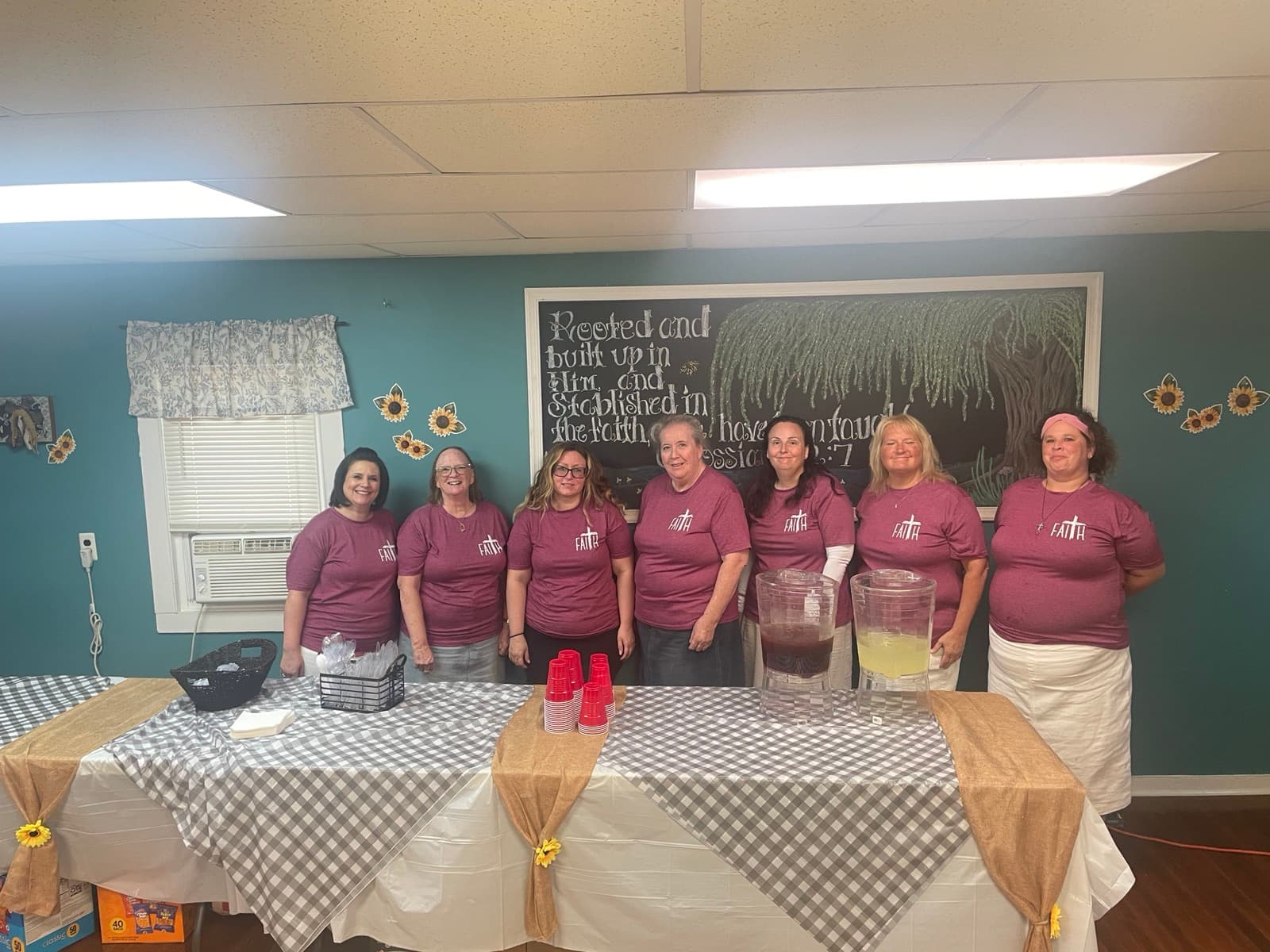 The ladies of the church in matching FAITH shirts